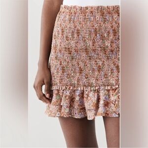 Veronica Beard Melodie Smocked Skirt Size 6 Cotton Floral Ruffle Mini Spring